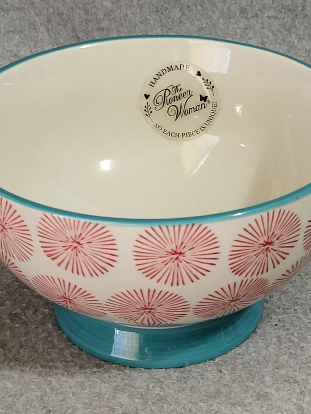 The Pioneer Woman Flea Market Happiness Footed Bowl Soup Cereal Farmhouse NEW